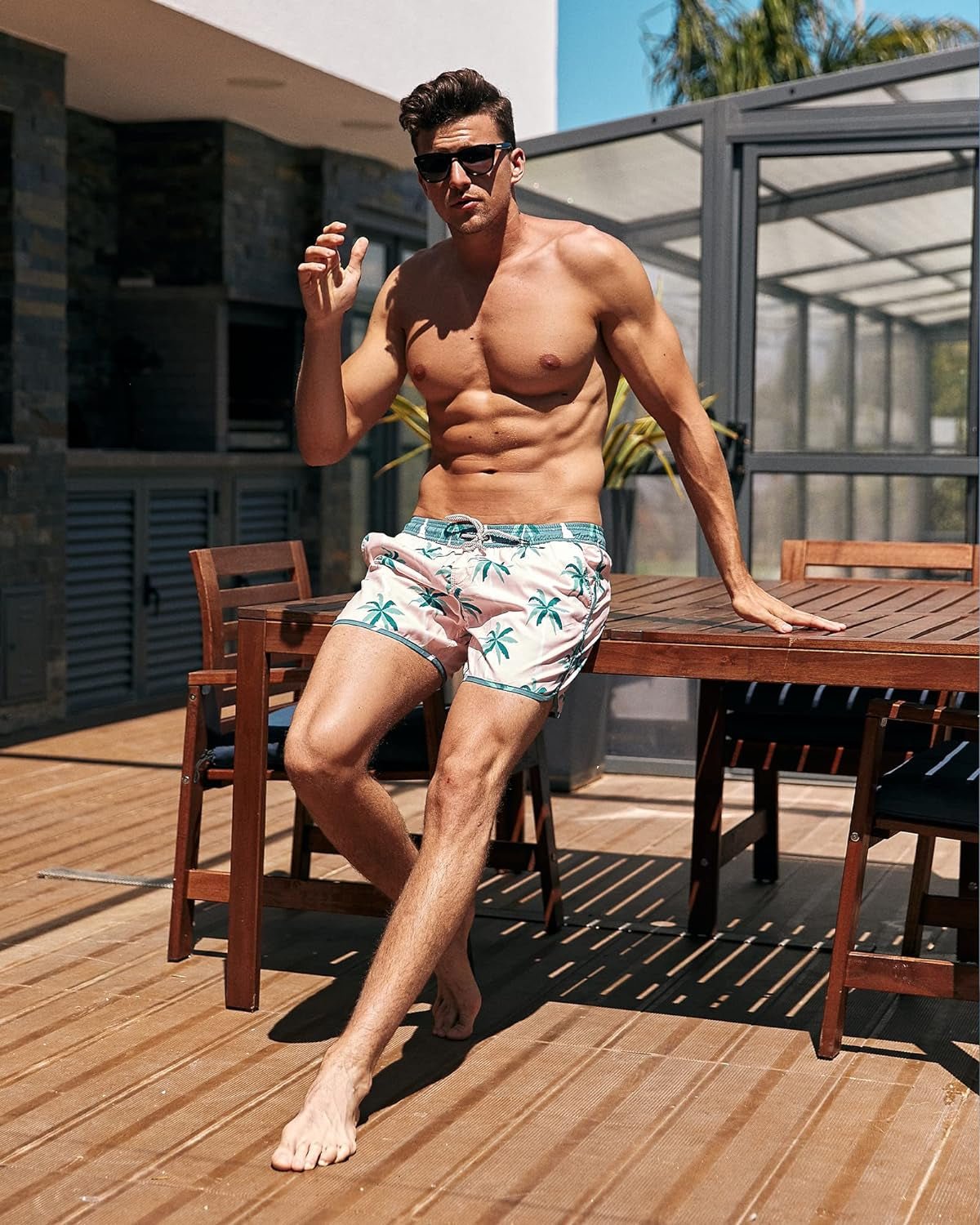 Mens Boys Short 80S 90S Vintage Swim Trunks with Mesh Lining Quick Dry Swim Suits Board Shorts - My Store