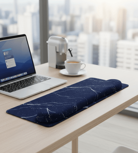 Mouse Pad with Wrist Support Keyboard Wrist Rest Set, Ergonomic Mouse Pad with Non - Slip Base for Computer Home Office + Coasters, Easy Typing & Pain Relief Mouse Mat, Dark Blue Marble - My Store