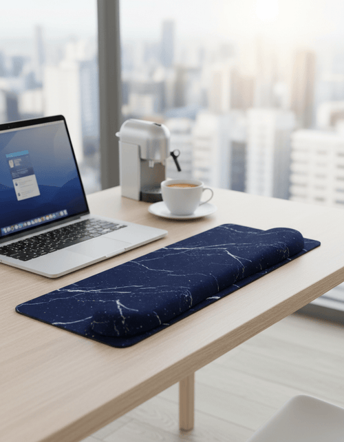 Load image into Gallery viewer, Mouse Pad with Wrist Support Keyboard Wrist Rest Set, Ergonomic Mouse Pad with Non - Slip Base for Computer Home Office + Coasters, Easy Typing &amp; Pain Relief Mouse Mat, Dark Blue Marble - My Store
