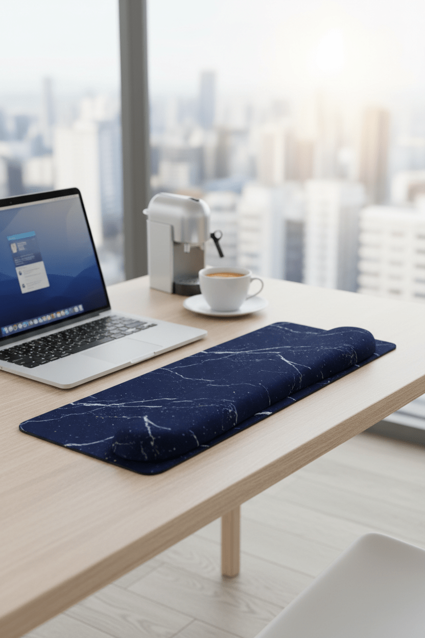 Mouse Pad with Wrist Support Keyboard Wrist Rest Set, Ergonomic Mouse Pad with Non - Slip Base for Computer Home Office + Coasters, Easy Typing & Pain Relief Mouse Mat, Dark Blue Marble - My Store