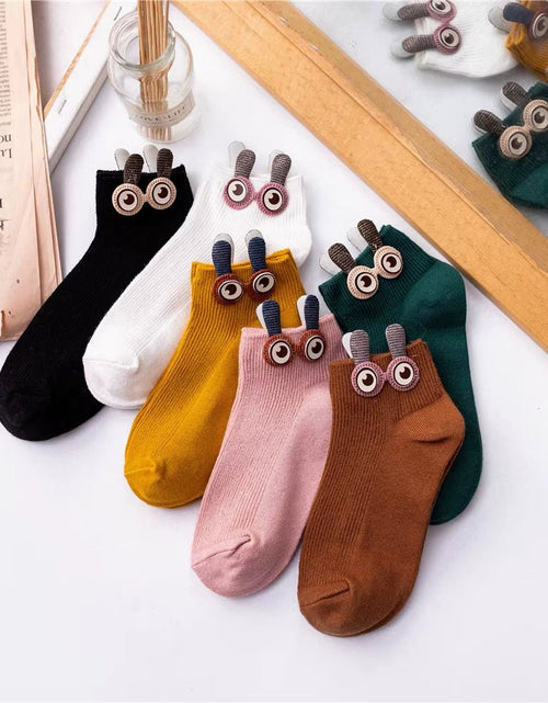 Load image into Gallery viewer, New Women'S Spring Summer Cartoon 3D Big Eyes Rabbit Eared Short Tube Socks Novelty Funny Soft Cotton Ankle Sokken Gift - My Store
