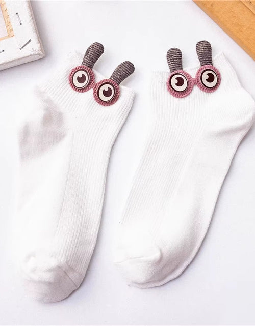 Load image into Gallery viewer, New Women'S Spring Summer Cartoon 3D Big Eyes Rabbit Eared Short Tube Socks Novelty Funny Soft Cotton Ankle Sokken Gift - My Store
