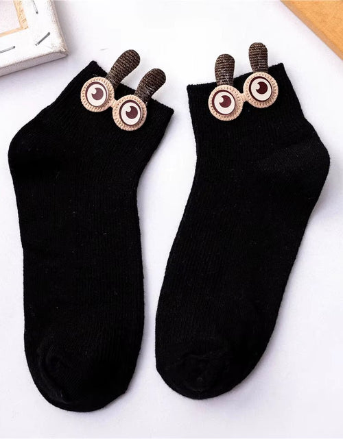 Load image into Gallery viewer, New Women'S Spring Summer Cartoon 3D Big Eyes Rabbit Eared Short Tube Socks Novelty Funny Soft Cotton Ankle Sokken Gift - My Store
