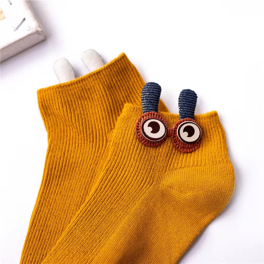 New Women'S Spring Summer Cartoon 3D Big Eyes Rabbit Eared Short Tube Socks Novelty Funny Soft Cotton Ankle Sokken Gift - My Store