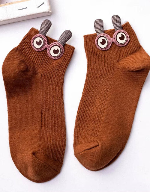 Load image into Gallery viewer, New Women'S Spring Summer Cartoon 3D Big Eyes Rabbit Eared Short Tube Socks Novelty Funny Soft Cotton Ankle Sokken Gift - My Store
