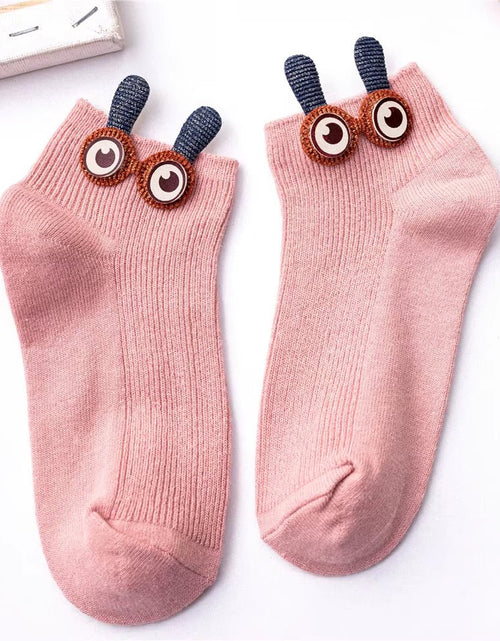 Load image into Gallery viewer, New Women'S Spring Summer Cartoon 3D Big Eyes Rabbit Eared Short Tube Socks Novelty Funny Soft Cotton Ankle Sokken Gift - My Store
