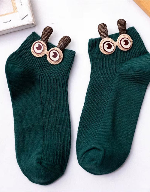 Load image into Gallery viewer, New Women'S Spring Summer Cartoon 3D Big Eyes Rabbit Eared Short Tube Socks Novelty Funny Soft Cotton Ankle Sokken Gift - My Store

