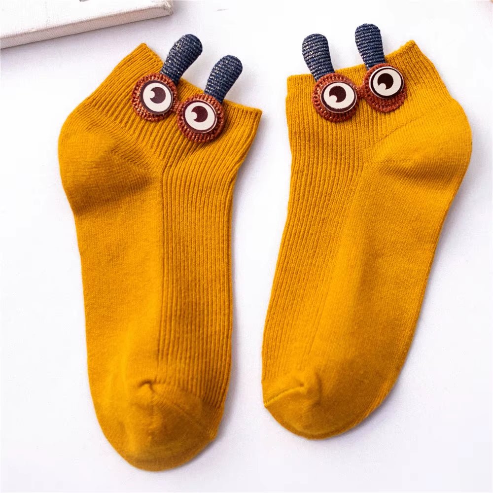 New Women'S Spring Summer Cartoon 3D Big Eyes Rabbit Eared Short Tube Socks Novelty Funny Soft Cotton Ankle Sokken Gift - My Store