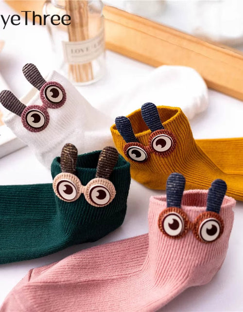 Load image into Gallery viewer, New Women'S Spring Summer Cartoon 3D Big Eyes Rabbit Eared Short Tube Socks Novelty Funny Soft Cotton Ankle Sokken Gift - My Store

