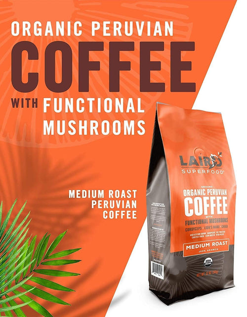 Load image into Gallery viewer, Peruvian Medium Roast Coffee with Functional Mushrooms, Certified Organic Peruvian Ground Coffee Beans, Gluten - Free, Dairy - Free, Non - Gmo, Paleo, Keto Friendly, 12 Oz. Bag - My Store
