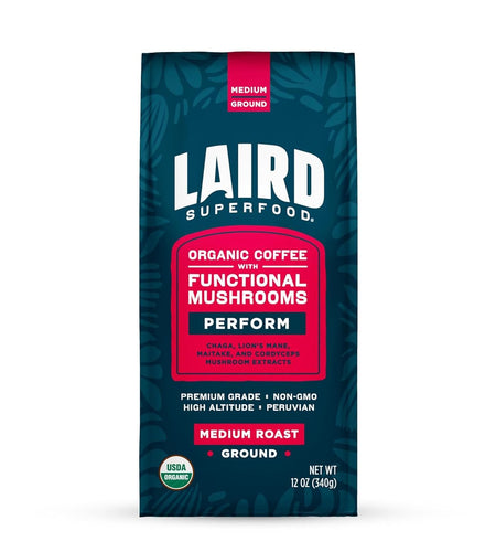 Peruvian Medium Roast Coffee with Functional Mushrooms, Certified Organic Peruvian Ground Coffee Beans, Gluten - Free, Dairy - Free, Non - Gmo, Paleo, Keto Friendly, 12 Oz. Bag - My Store