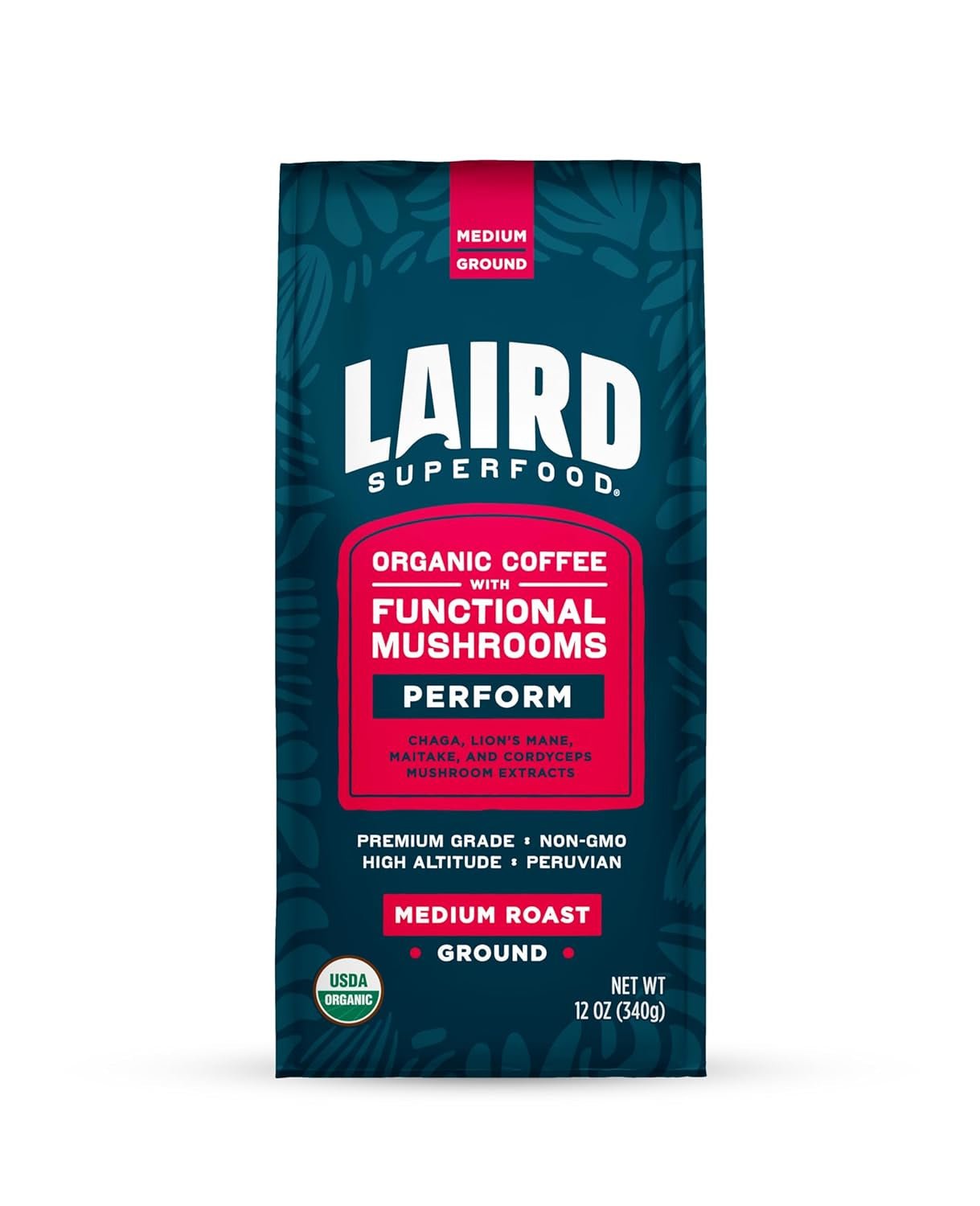 Peruvian Medium Roast Coffee with Functional Mushrooms, Certified Organic Peruvian Ground Coffee Beans, Gluten - Free, Dairy - Free, Non - Gmo, Paleo, Keto Friendly, 12 Oz. Bag - My Store