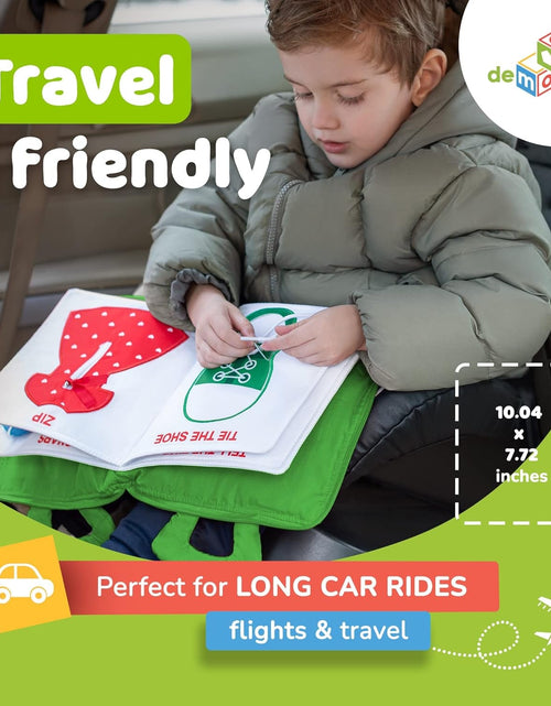 Load image into Gallery viewer, Quiet Book Montessori Toys for Toddlers – Learning Toy – Preschool Educational Toy with Toddler Activities Busy Book, Travel Toy for Boys &amp; Girls + Zipper Bag, Green - My Store
