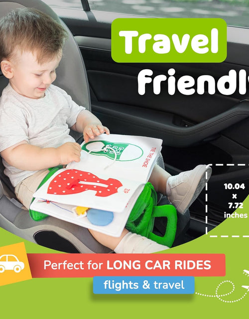 Load image into Gallery viewer, Quiet Book Montessori Toys for Toddlers – Learning Toy – Preschool Educational Toy with Toddler Activities Busy Book, Travel Toy for Boys &amp; Girls + Zipper Bag, Green - My Store
