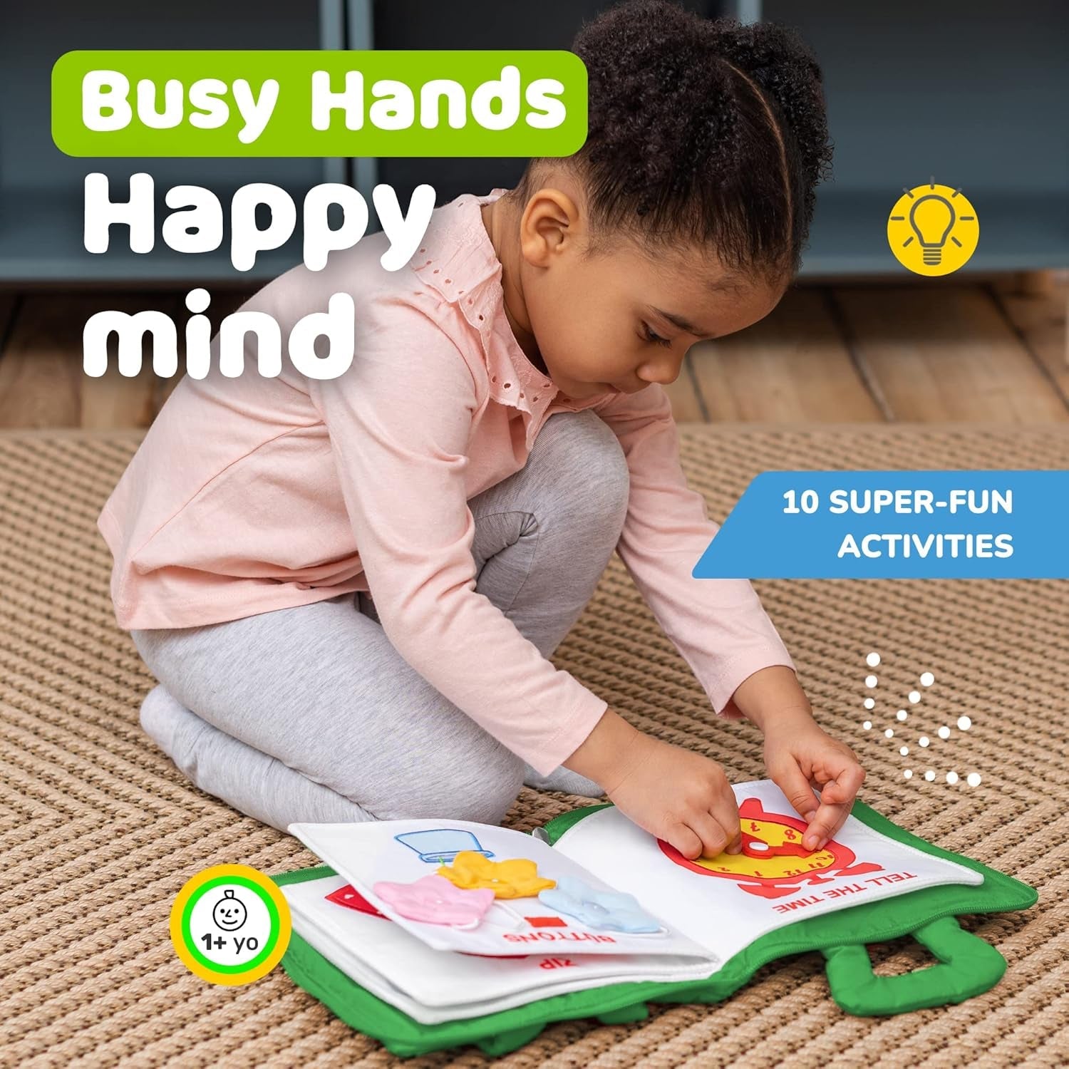 Quiet Book Montessori Toys for Toddlers – Learning Toy – Preschool Educational Toy with Toddler Activities Busy Book, Travel Toy for Boys & Girls + Zipper Bag, Green - My Store