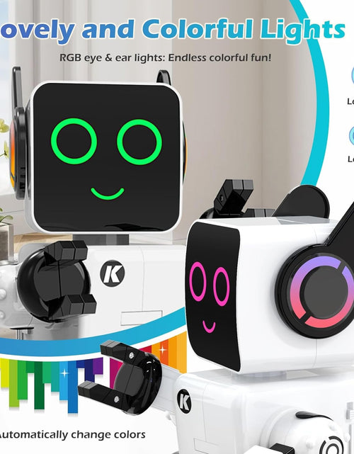 Load image into Gallery viewer, Rechargeable RC Robot Toy for Kids - Interactive Intelligent LED Light, Speaks, Dances, Built - In Coin Bank (White) - My Store

