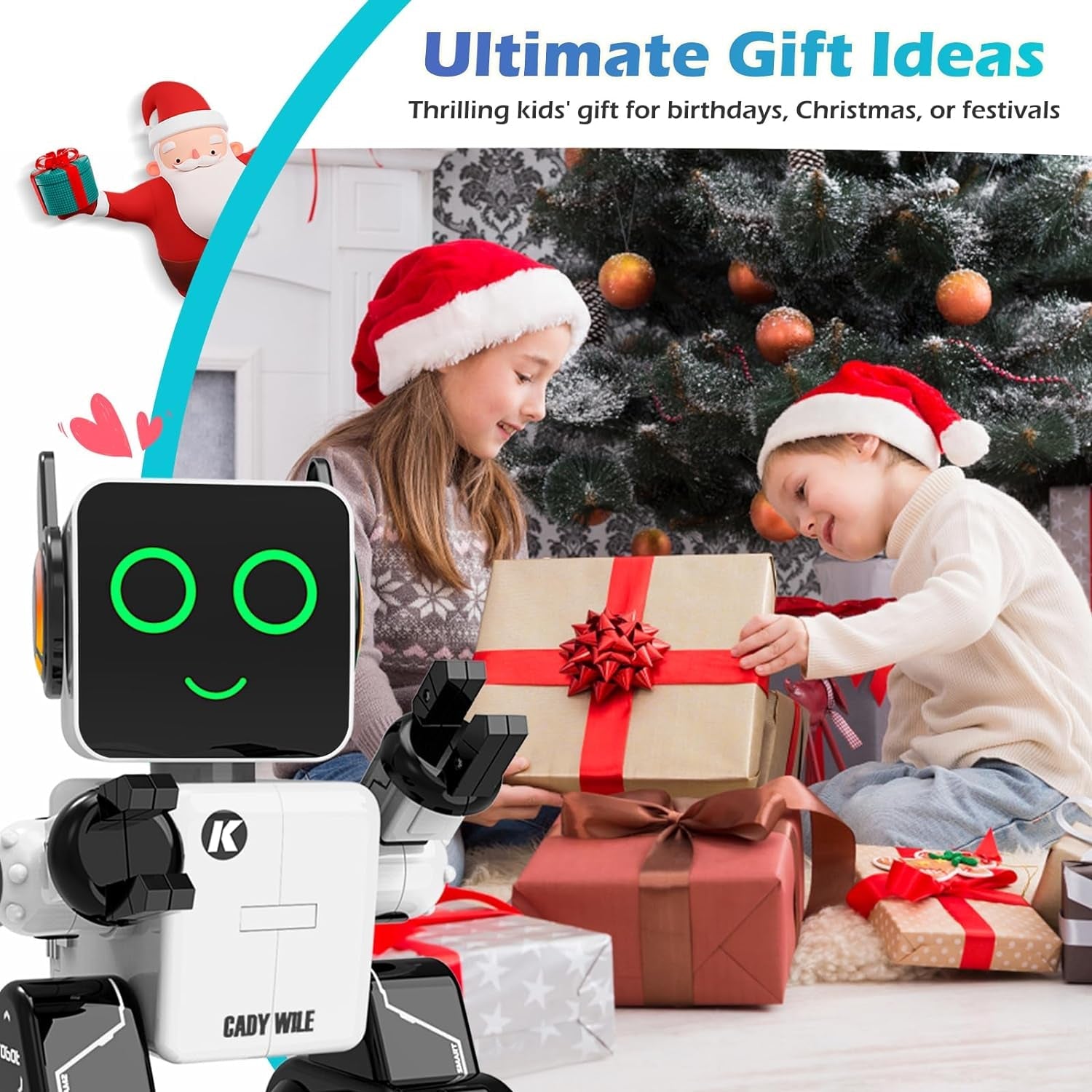 Rechargeable RC Robot Toy for Kids - Interactive Intelligent LED Light, Speaks, Dances, Built - In Coin Bank (White) - My Store