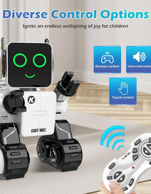 Load image into Gallery viewer, Rechargeable RC Robot Toy for Kids - Interactive Intelligent LED Light, Speaks, Dances, Built - In Coin Bank (White) - My Store
