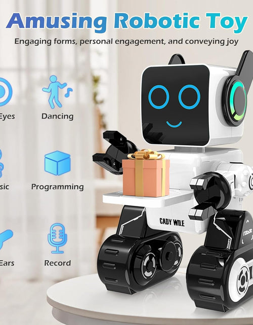 Load image into Gallery viewer, Rechargeable RC Robot Toy for Kids - Interactive Intelligent LED Light, Speaks, Dances, Built - In Coin Bank (White) - My Store
