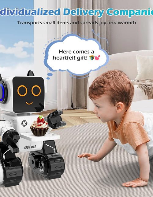 Load image into Gallery viewer, Rechargeable RC Robot Toy for Kids - Interactive Intelligent LED Light, Speaks, Dances, Built - In Coin Bank (White) - My Store
