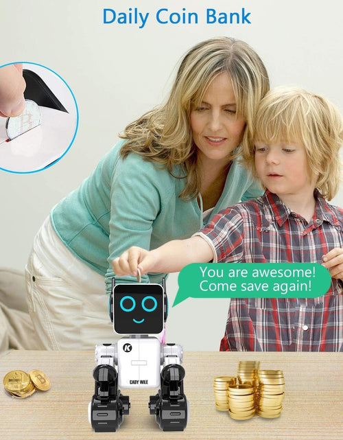 Load image into Gallery viewer, Rechargeable RC Robot Toy for Kids - Interactive Intelligent LED Light, Speaks, Dances, Built - In Coin Bank (White) - My Store
