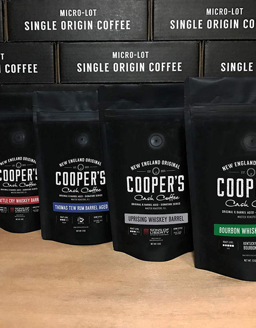 Load image into Gallery viewer, Rye Whiskey Barrel Aged Coffee, Single Origin Ethiopian Coffee Raw Beans Aged in Rye Whiskey Casks, Freshly Roasted 12 Oz Bags, Ground - My Store
