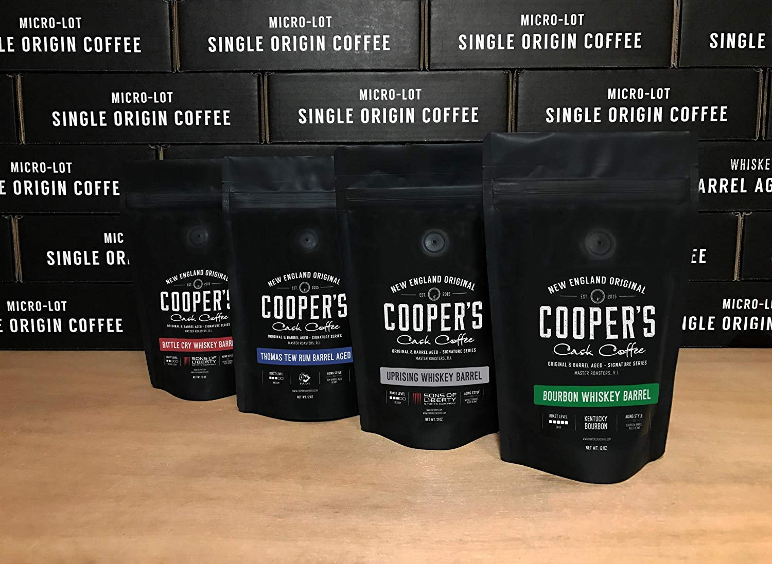 Rye Whiskey Barrel Aged Coffee, Single Origin Ethiopian Coffee Raw Beans Aged in Rye Whiskey Casks, Freshly Roasted 12 Oz Bags, Ground - My Store