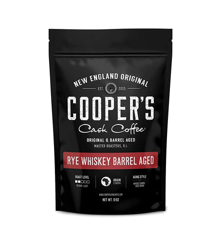 Rye Whiskey Barrel Aged Coffee, Single Origin Ethiopian Coffee Raw Beans Aged in Rye Whiskey Casks, Freshly Roasted 12 Oz Bags, Ground - My Store