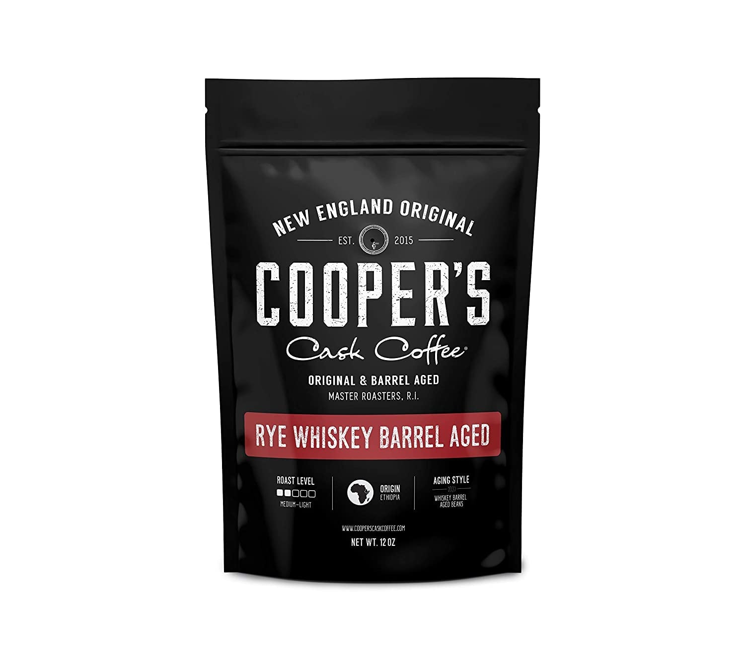 Rye Whiskey Barrel Aged Coffee, Single Origin Ethiopian Coffee Raw Beans Aged in Rye Whiskey Casks, Freshly Roasted 12 Oz Bags, Ground - My Store