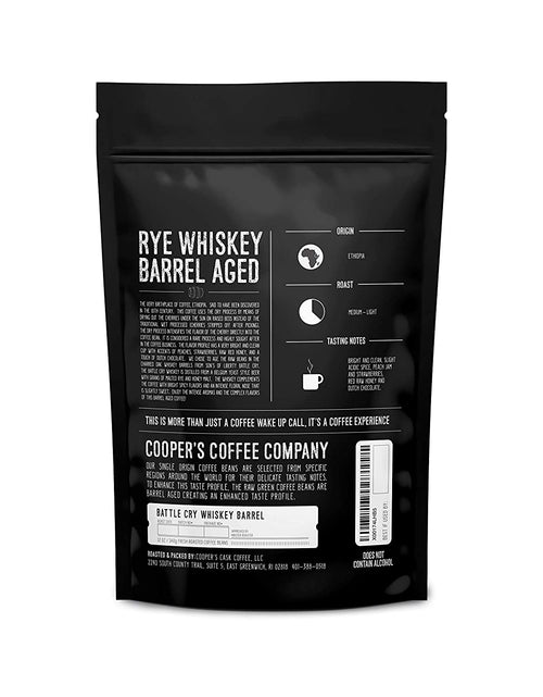 Load image into Gallery viewer, Rye Whiskey Barrel Aged Coffee, Single Origin Ethiopian Coffee Raw Beans Aged in Rye Whiskey Casks, Freshly Roasted 12 Oz Bags, Ground - My Store
