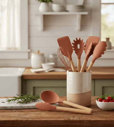 Silicone Kitchen Utensil Set – 14 - Piece Non - Stick, Heat - Resistant Cooking Tools - My Store