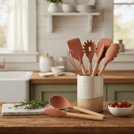 Silicone Kitchen Utensil Set – 14 - Piece Non - Stick, Heat - Resistant Cooking Tools - My Store