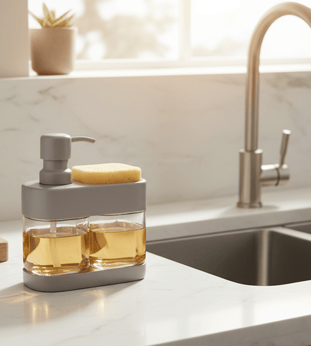 Soap Dispenser with Sponge Holder – 2 - in - 1 Kitchen Sink Organizer - My Store