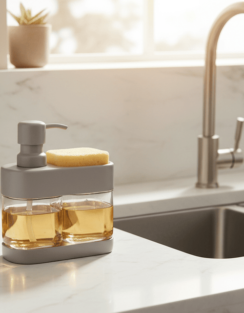 Load image into Gallery viewer, Soap Dispenser with Sponge Holder – 2 - in - 1 Kitchen Sink Organizer - My Store
