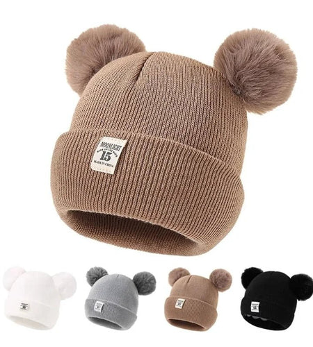 Solid Color Wool Knitted Bonnet Bebe Newborn Baby Hat Pompom Cute Winter Hat for Kids Boys Girls Children Warm Beanie Cap 0 - 3Y - My Store