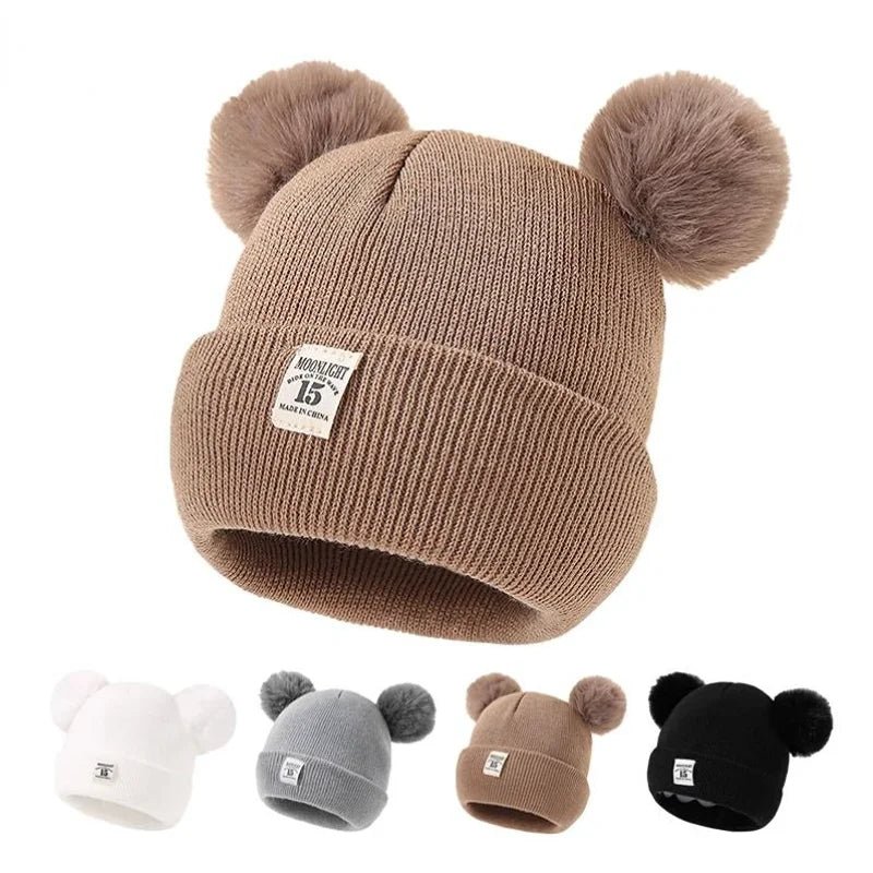 Solid Color Wool Knitted Bonnet Bebe Newborn Baby Hat Pompom Cute Winter Hat for Kids Boys Girls Children Warm Beanie Cap 0 - 3Y - My Store