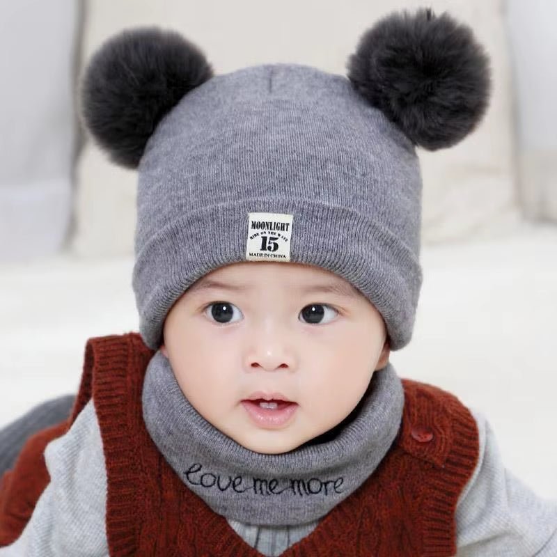 Solid Color Wool Knitted Bonnet Bebe Newborn Baby Hat Pompom Cute Winter Hat for Kids Boys Girls Children Warm Beanie Cap 0 - 3Y - My Store