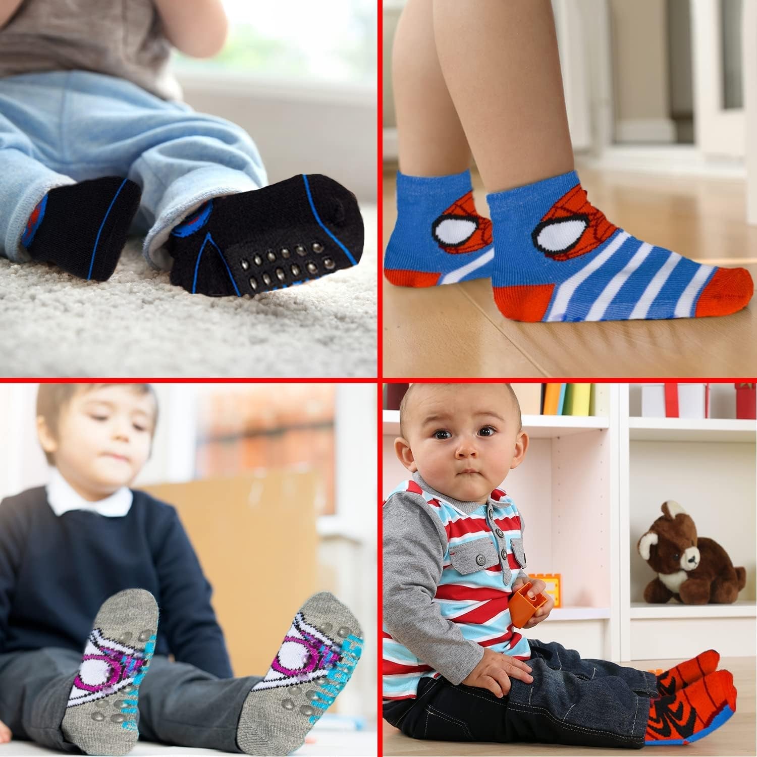 Spiderman Grip Socks, Socks for Toddler Boys, 10 Pack, Spider Man Toddler Gripper Socks, Amazing Spiderman Variety Pack - My Store