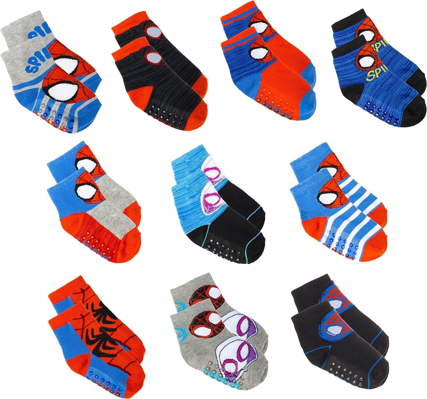 Spiderman Grip Socks, Socks for Toddler Boys, 10 Pack, Spider Man Toddler Gripper Socks, Amazing Spiderman Variety Pack - My Store