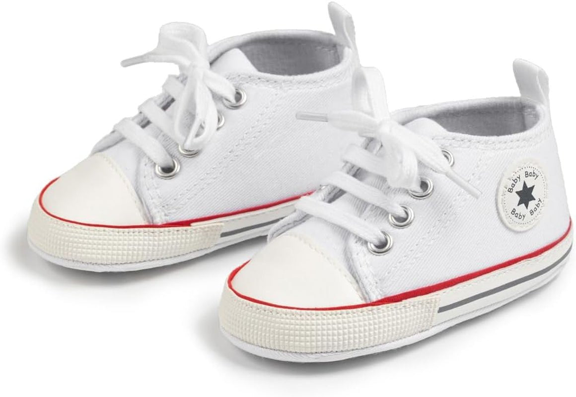 Unisex Baby Boy Girl Canvas Sneaker Soft Sole Ankle Infant First Walkers Crib Shoe - My Store