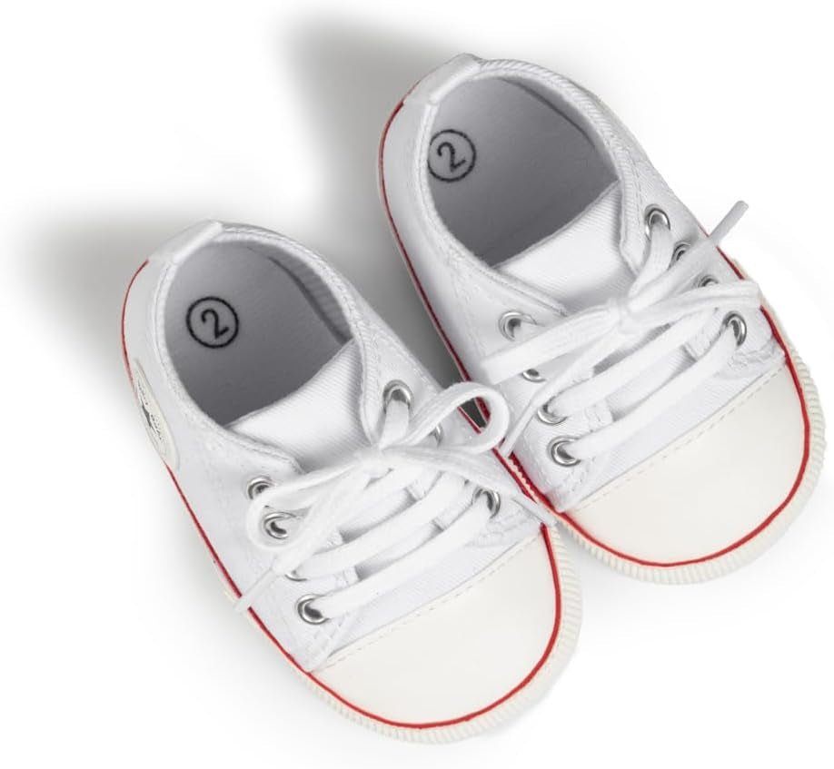 Unisex Baby Boy Girl Canvas Sneaker Soft Sole Ankle Infant First Walkers Crib Shoe - My Store