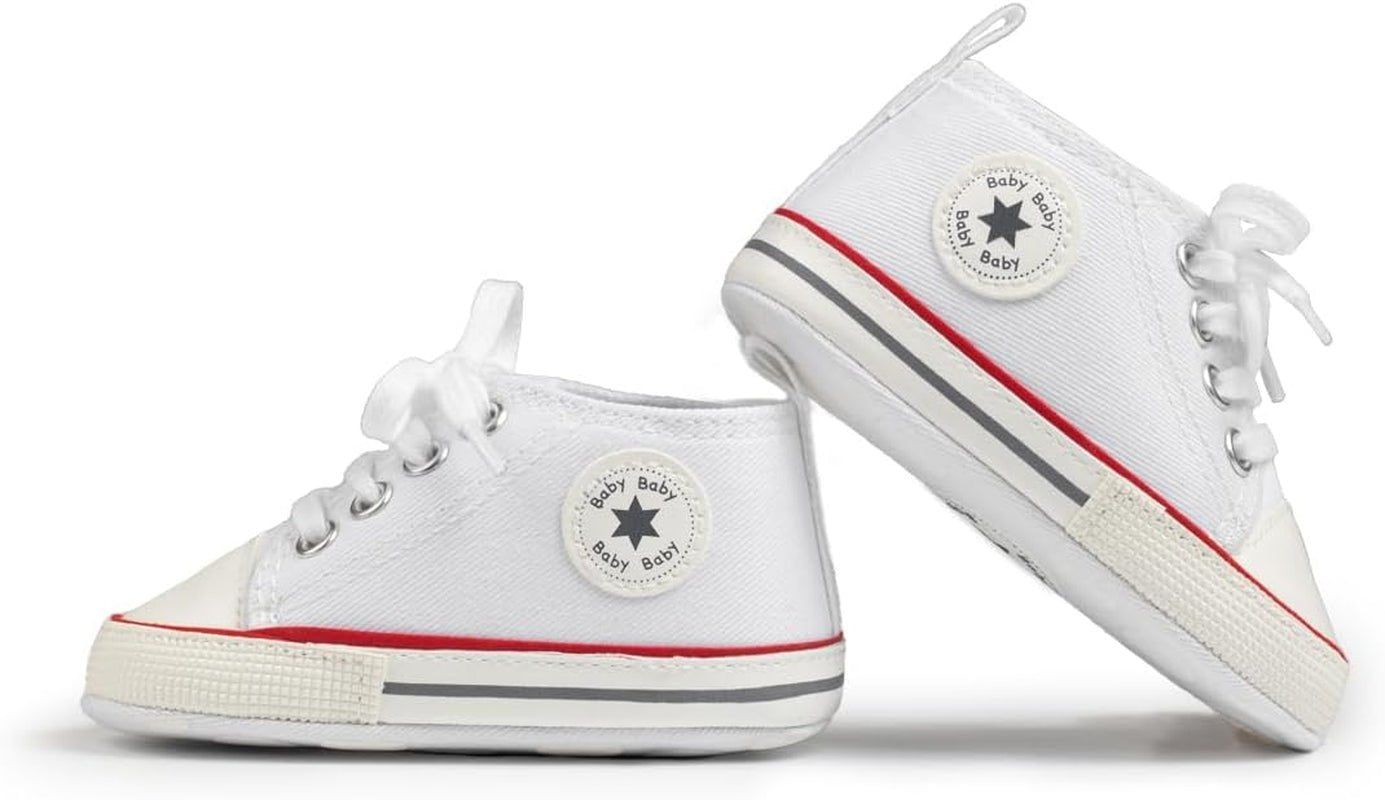 Unisex Baby Boy Girl Canvas Sneaker Soft Sole Ankle Infant First Walkers Crib Shoe - My Store