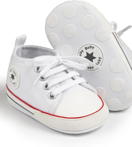 Unisex Baby Boy Girl Canvas Sneaker Soft Sole Ankle Infant First Walkers Crib Shoe - My Store