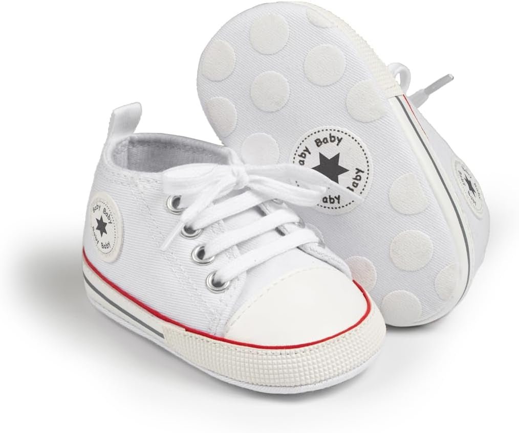 Unisex Baby Boy Girl Canvas Sneaker Soft Sole Ankle Infant First Walkers Crib Shoe - My Store