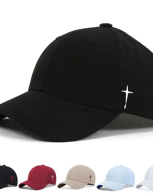 Load image into Gallery viewer, Unisex Simple Cross Water Drop Embroidery Baseball Caps Spring and Autumn Outdoor Adjustable Casual Hat Sunscreen Hat - My Store
