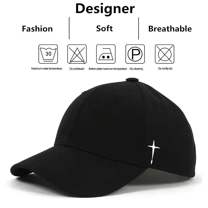 Unisex Simple Cross Water Drop Embroidery Baseball Caps Spring and Autumn Outdoor Adjustable Casual Hat Sunscreen Hat - My Store
