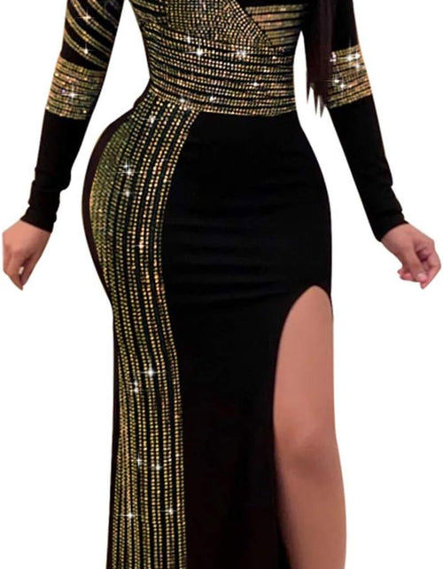 Load image into Gallery viewer, Women Long Sleeve Birthday Dresses Sexy Hot Diamond Process Sexy Dress Party Club Night Dress… - My Store
