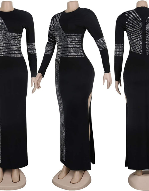 Load image into Gallery viewer, Women Long Sleeve Birthday Dresses Sexy Hot Diamond Process Sexy Dress Party Club Night Dress… - My Store
