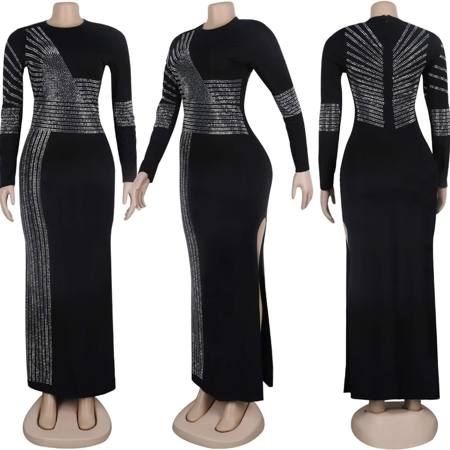 Women Long Sleeve Birthday Dresses Sexy Hot Diamond Process Sexy Dress Party Club Night Dress… - My Store