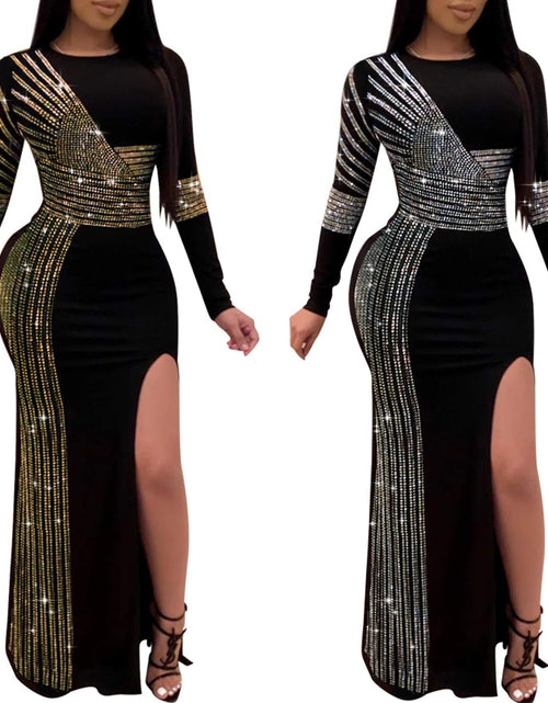 Load image into Gallery viewer, Women Long Sleeve Birthday Dresses Sexy Hot Diamond Process Sexy Dress Party Club Night Dress… - My Store

